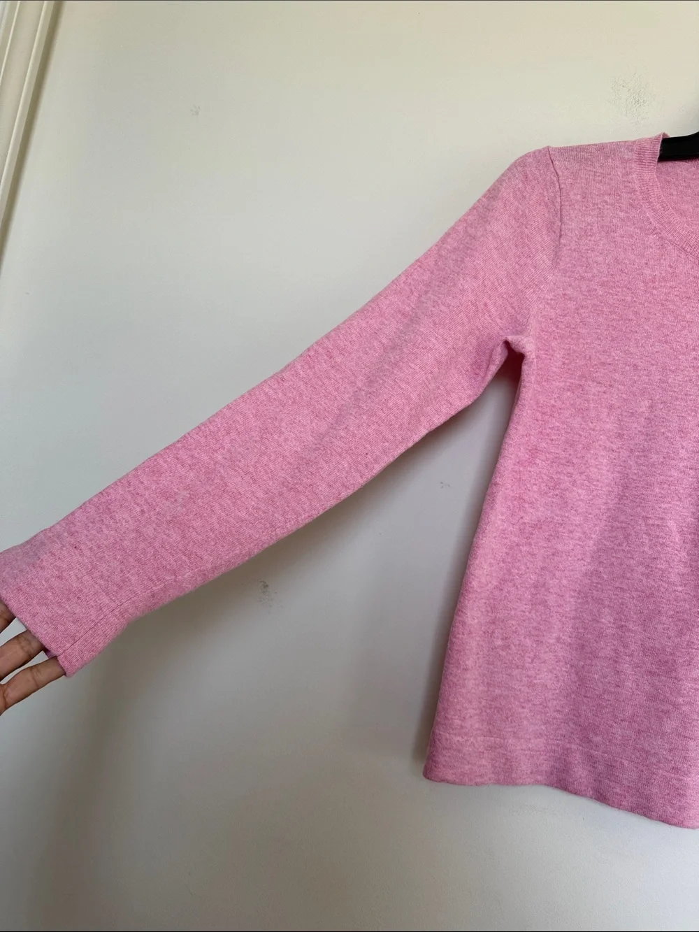 J. Crew Heathered Pink Long-Sleeve Crewneck Top